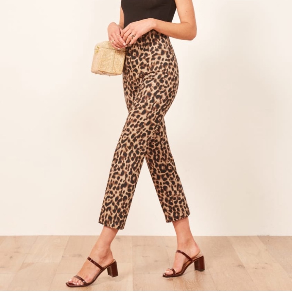 REFORMATION Marlon Pant in leopard print cropped